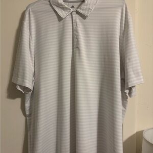 Adidas White Polo Shirt with Subtle Stripes - 2XL